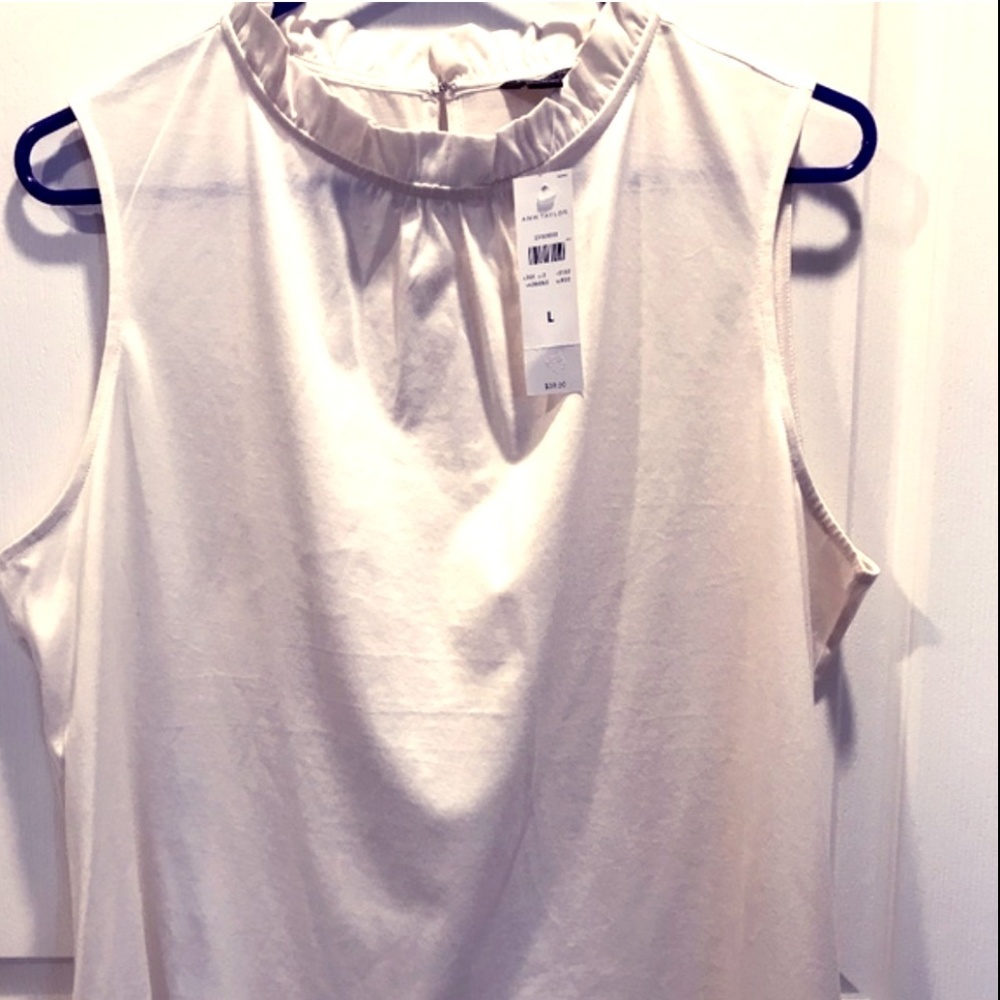 New With Tags. Ann Taylor Ruffle Neck Shell-Large
